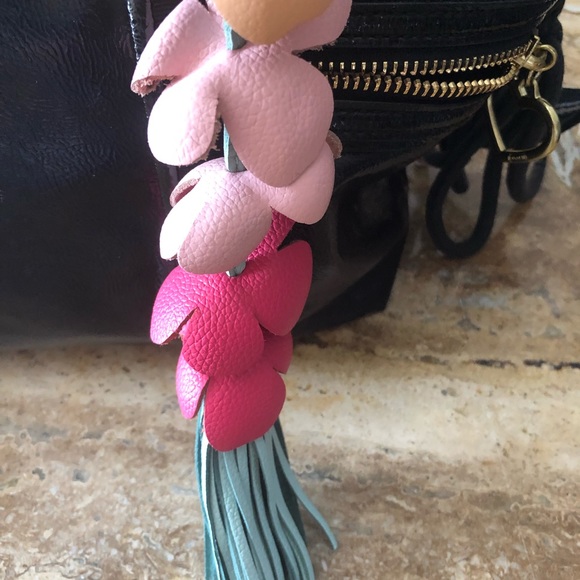 Anthropologie Blooming keychain bag charm leather NWT - Picture 3 of 8